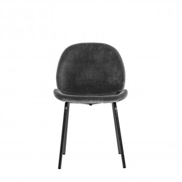 Fowey Chair Grey Velvet (2pk)