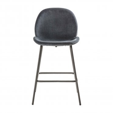 Fowey Stool Dark Grey Velvet (2pk)