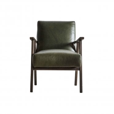 Naylor Armchair Vintage Green Leather (w)610mm x (d)730mm x (h)805mm