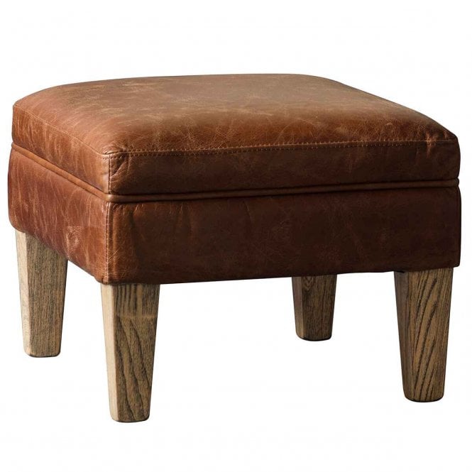 Fabco Collection Paddy Stool Vintage Brown Leather