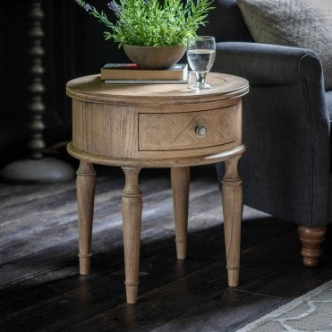 Pastique Round 1 Drawer Side Table W500 x D400 x H550mm