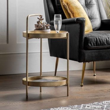 Shannen Side Table Gold W400 x D400 x H720mm