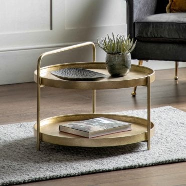 Shennen Coffee Table Gold W650 x D650 x H500mm