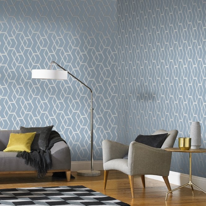 Graham & Brown  Archetype Blue Silver Wallpaper 104733
