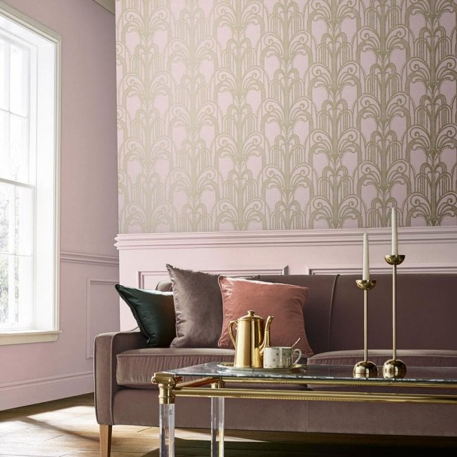 Graham & Brown  Art Deco Blush Wallpaper 105919