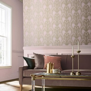 Graham & Brown Art Deco Blush Wallpaper 105919
