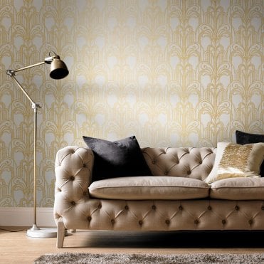 Graham & Brown Art Deco Gold/Pearl Wallpaper 104296