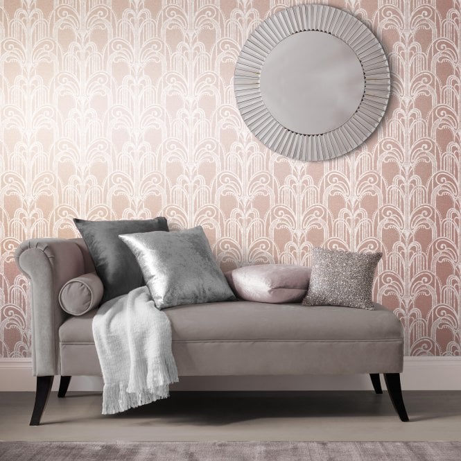 Graham & Brown  Art Deco Rose Gold Wallpaper 104298