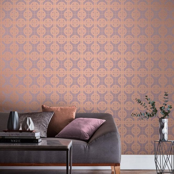 Graham & Brown  Asian Lattice Blush Wallpaper 105782