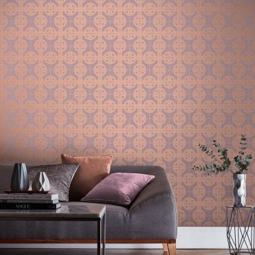 Graham & Brown Asian Lattice Blush Wallpaper 105782