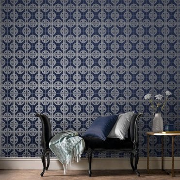 Graham & Brown Asian Lattice Sky Wallpaper 105779