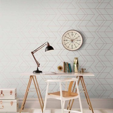 Graham & Brown Balance White/ Rose Gold Wallpaper 106758