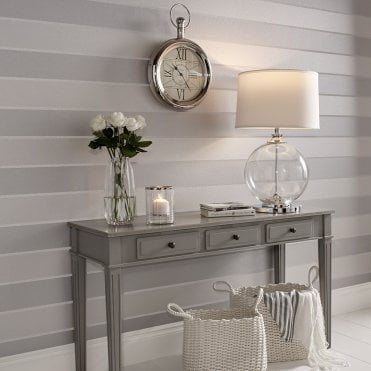Graham & Brown Baroque Bead Stripe Platinum Wallpaper 103820