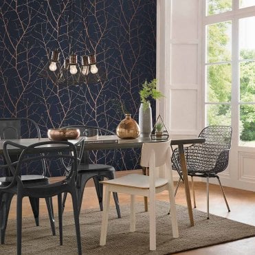 Graham & Brown Boreas Midnight Wallpaper 107581