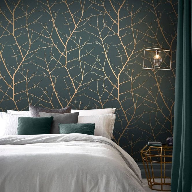Graham & Brown  Boreas Teal & Copper Wallpaper 119798