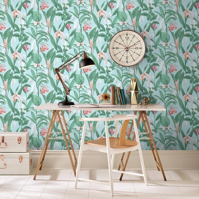 Graham & Brown  Botanical Duck Egg Wallpaper 103800