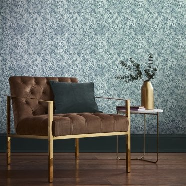 Graham & Brown Botany Iridescent Midnight Blue Wallpaper 105113