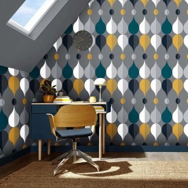 Graham & Brown Coronation Craze Slate Wallpaper 118046