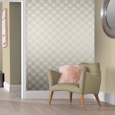 Graham & Brown Eternity White/Gold Wallpaper 104065