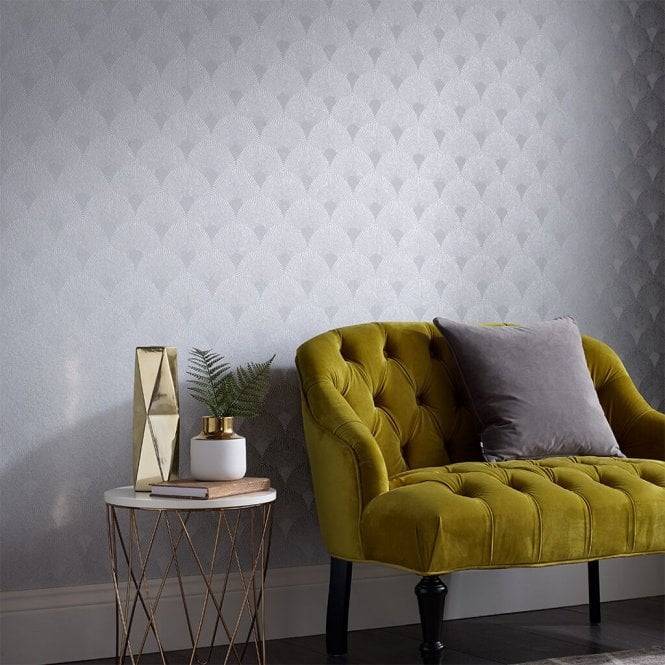 Graham & Brown  Fan Silver Wallpaper 104301