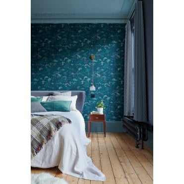 Graham & Brown Flower Press Denim Wallpaper 124106