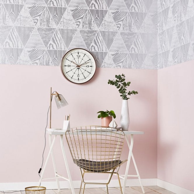 Graham & Brown  Geo Grain Silver Wallpaper 105240
