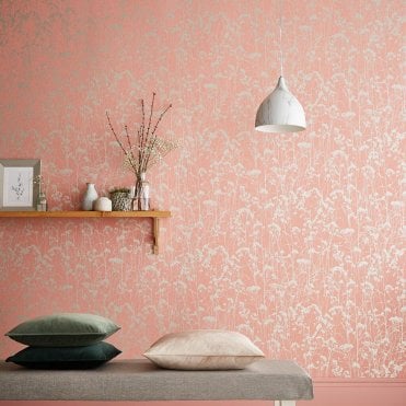 Graham & Brown Grace Coral Wallpaper 105456