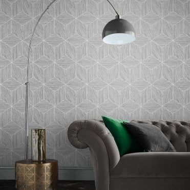 Graham & Brown Grasscloth Geo Grey Wallpaper 111730