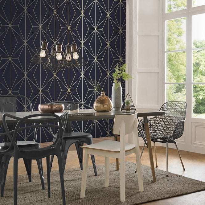 Graham & Brown  Harmony Navy Wallpaper 107587