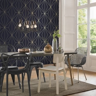 Graham & Brown Harmony Navy Wallpaper 107587