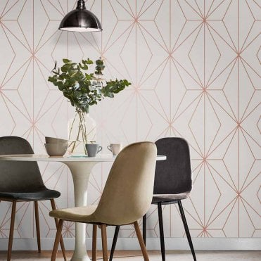 Graham & Brown Harmony White Rose Gold Wallpaper 107589