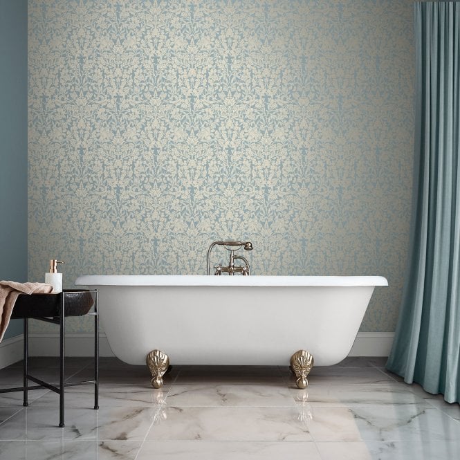 Graham & Brown  Hartley Damask Duck Egg Wallpaper 120627