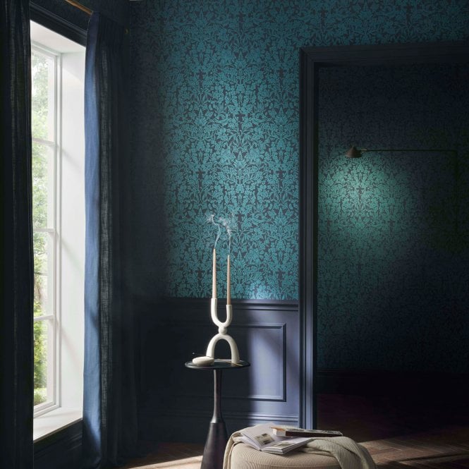 Graham & Brown  Hartley Damask Navy Wallpaper 120624