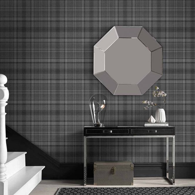 Graham & Brown  Heritage Plaid Charcoal Wallpaper 107596