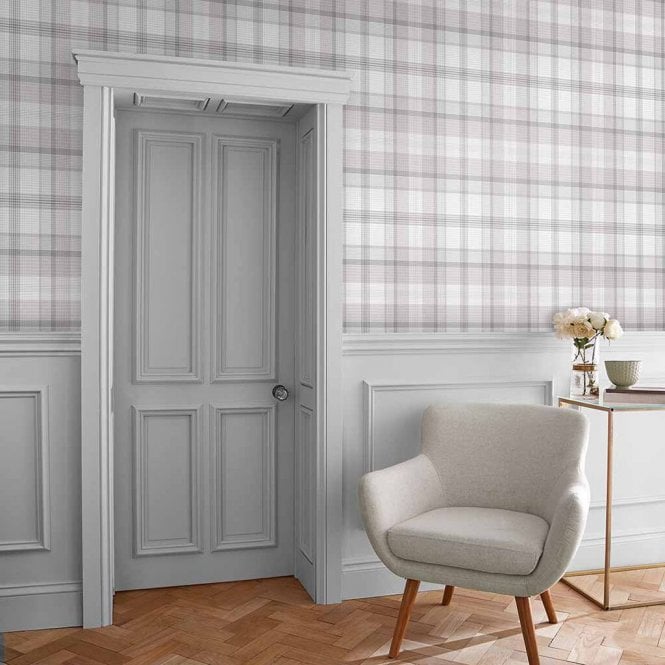 Graham & Brown  Heritage Plaid Grey Wallpaper 107594