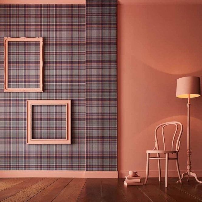 Graham & Brown  Heritage Plaid Plum Wallpaper 107597