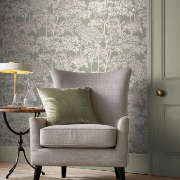 Graham & Brown Idyll Tree Sage Wallpaper 119679
