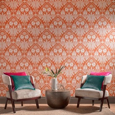 Graham & Brown Imperial Orange Wallpaper 104552