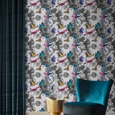 Graham & Brown Jardin Grey Wallpaper 106430