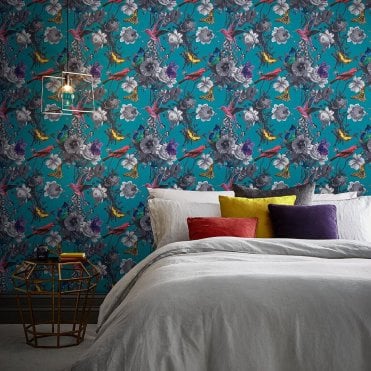 Graham & Brown Jardin Teal Wallpaper 106432