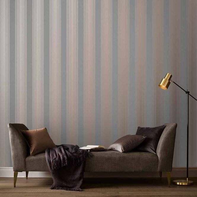 Graham & Brown  Lagom Stripe Grey/ Rose Gold Wallpaper 106766