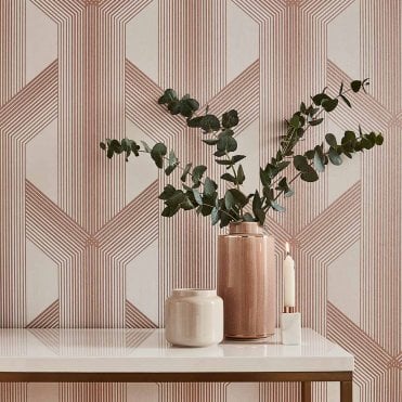 Graham & Brown Lagom White/ Rose Gold Wallpaper 106763