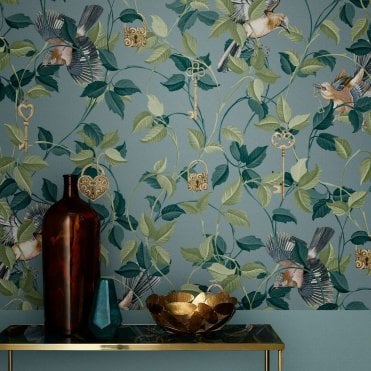 Graham & Brown Lock & Key Aqua Wallpaper 115050