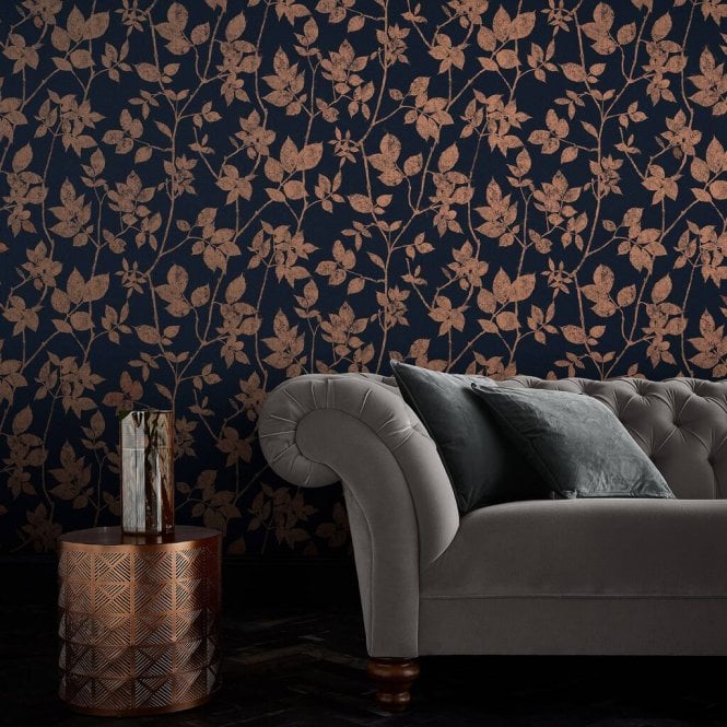 Graham & Brown  Luna Navy & Copper Wallpaper 113944