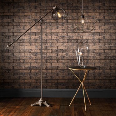 Graham & Brown Metallic Brick Bronze/Black Wallpaper 104383