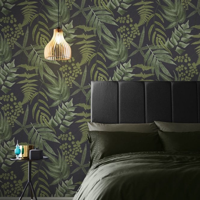 Graham & Brown  Midsummer Fern Black Wallpaper 107879