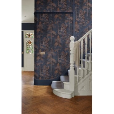 Graham & Brown Norse Forest Navy & Bark Wallpaper 121427