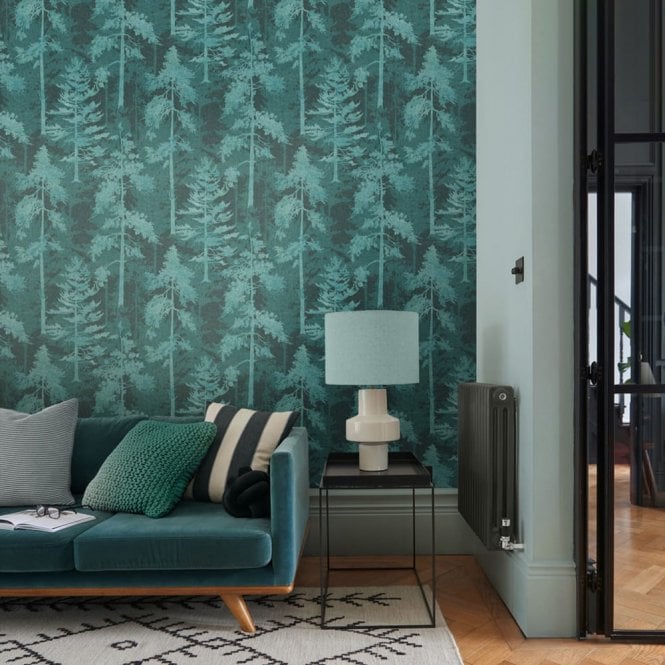 Graham & Brown  Norse Forest Teal Wallpaper 121428