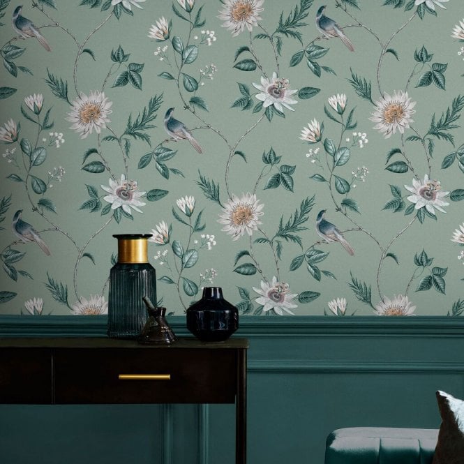 Graham & Brown  Nuit Sage Wallpaper 115046