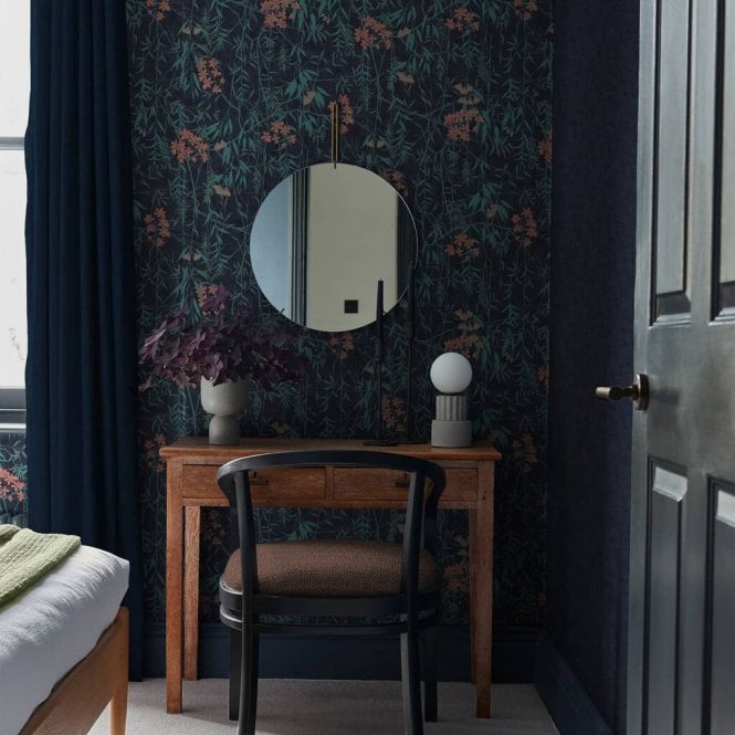 Graham & Brown  Obassia Silk Midnight Wallpaper 120615